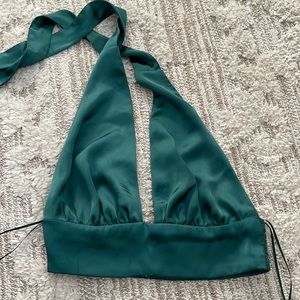 Satin open back halter top